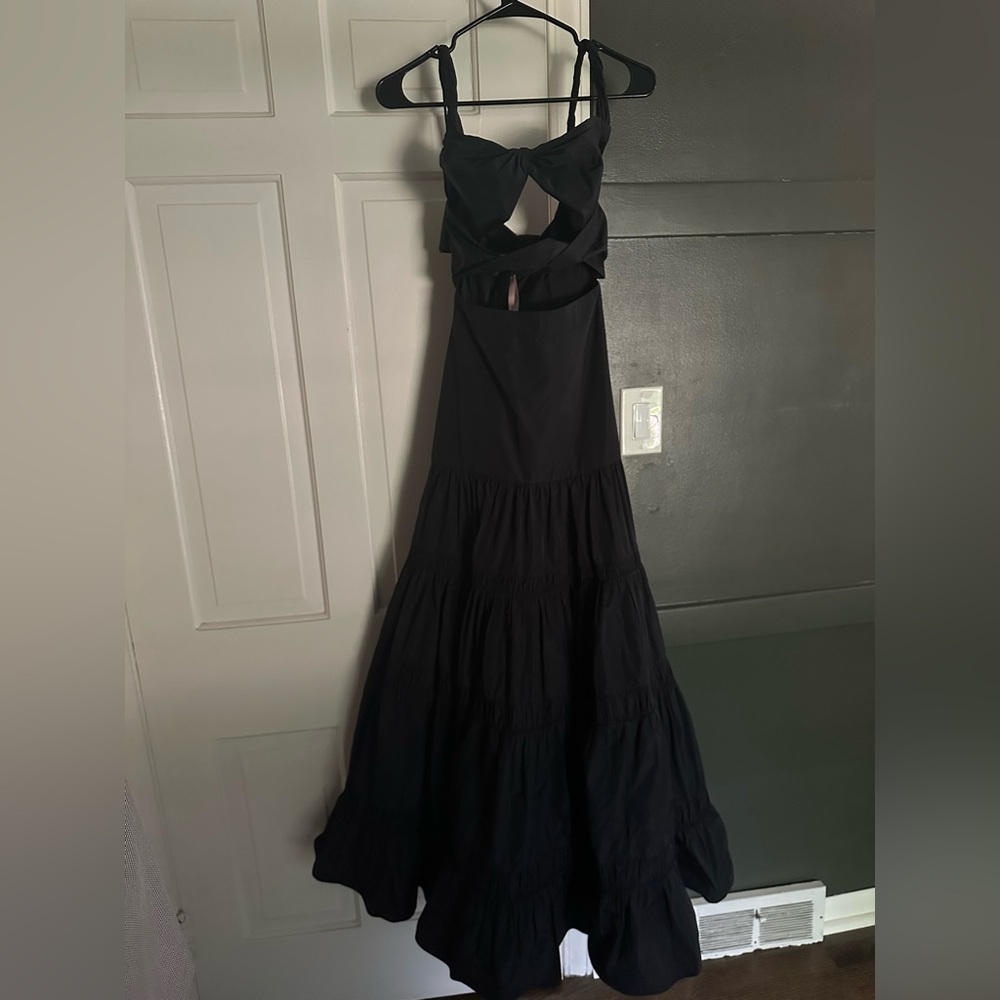 Alexis Azalea Black Gown Cut Out Black Tie Tiered Maxi Dress Ruffle Elegant Chic - Picture 3 of 12